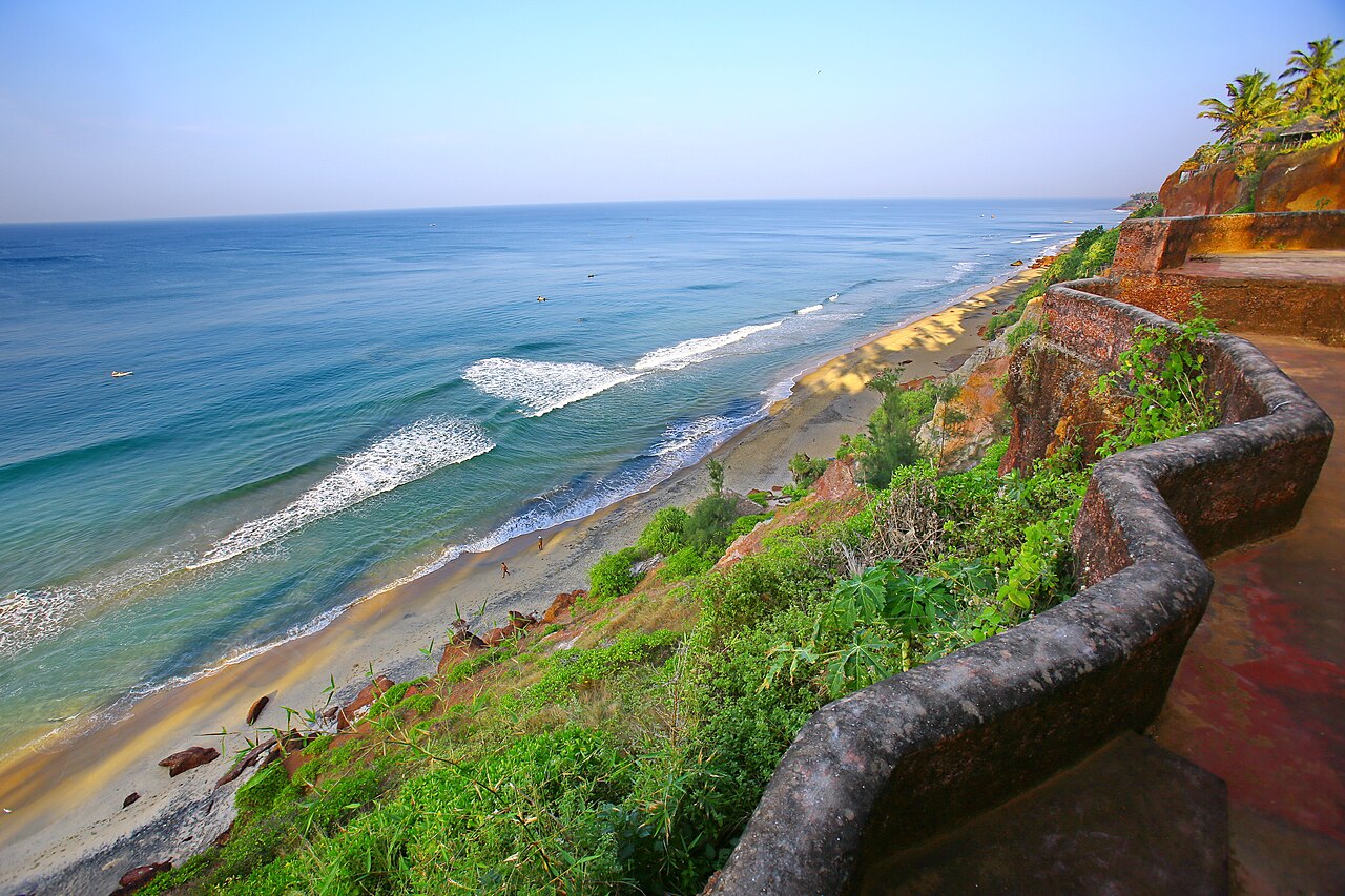 Varkala cliff and beach on the Kerala coast